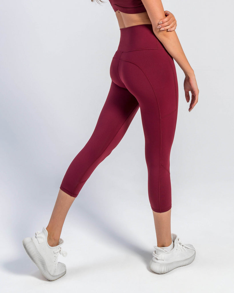 Core Cropped Leggings (Burgundy) - Machine Fitness