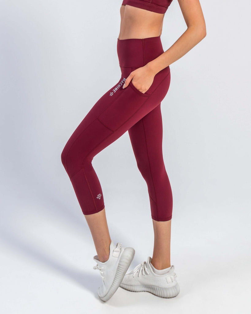 Core Cropped Leggings (Burgundy) - Machine Fitness