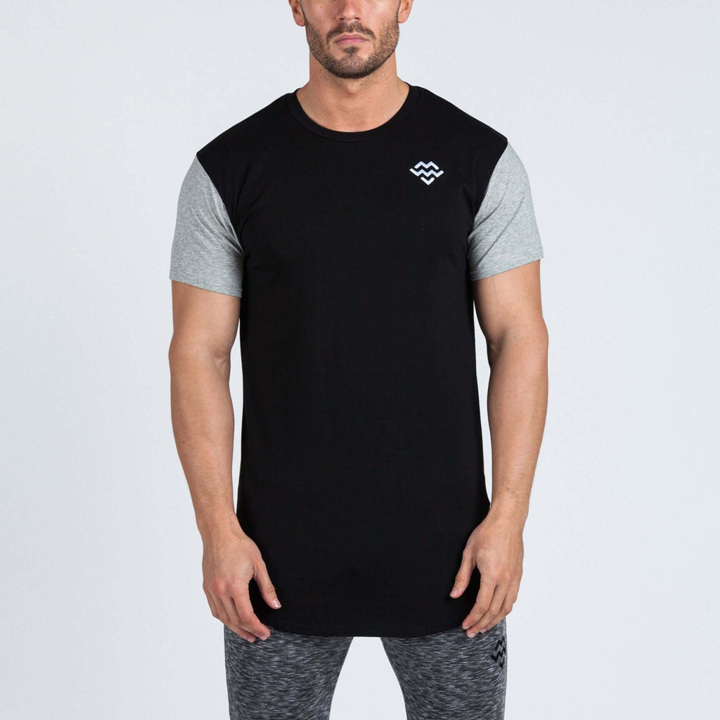 Curved Hem Extended T-Shirt (Black/Grey) - Machine Fitness