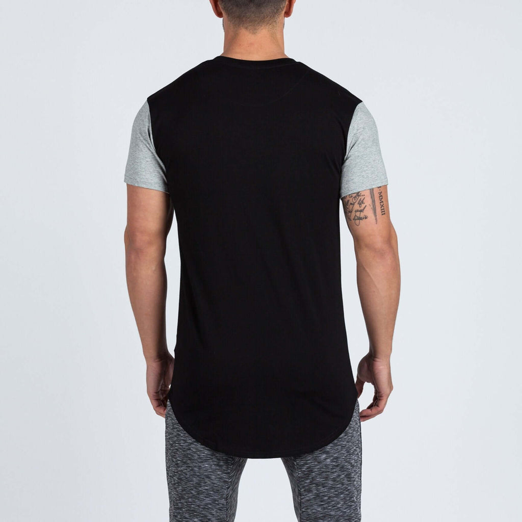 Curved Hem Extended T-Shirt (Black/Grey) - Machine Fitness