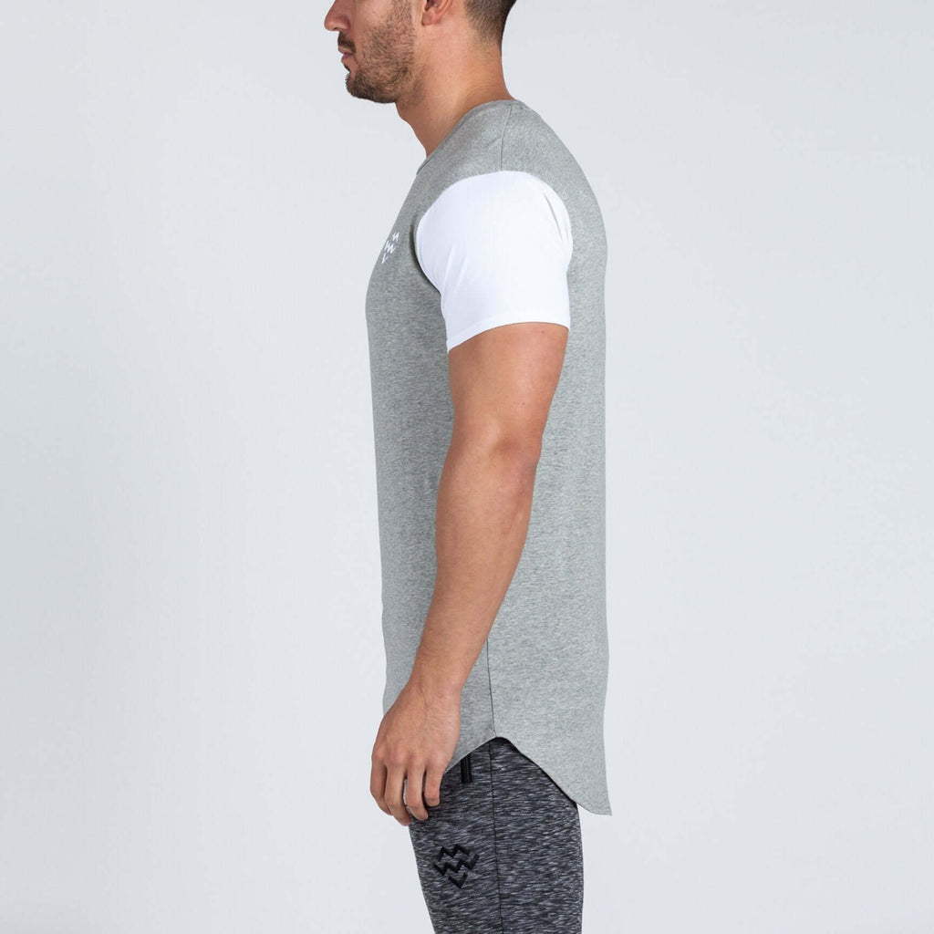 Curved Hem Extended T-Shirt (Grey/White) - Machine Fitness