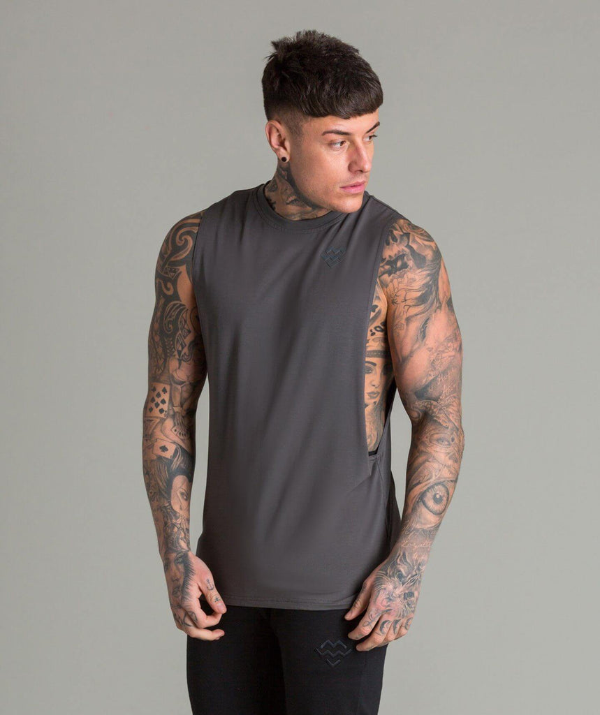 Flow Cut Off T-Shirt (Dark Grey) - Machine Fitness