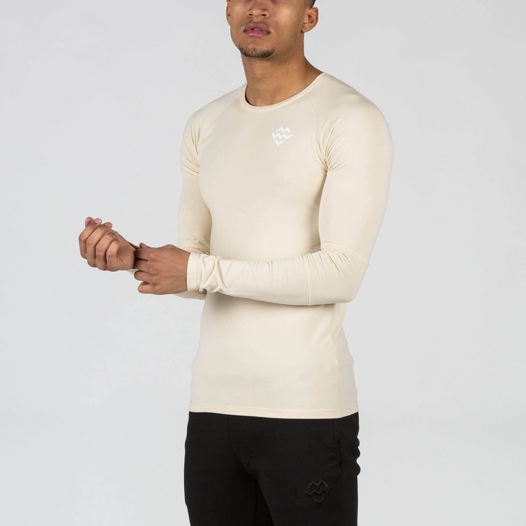 Panelled Long Sleeved Tee (Sand) - Machine Fitness