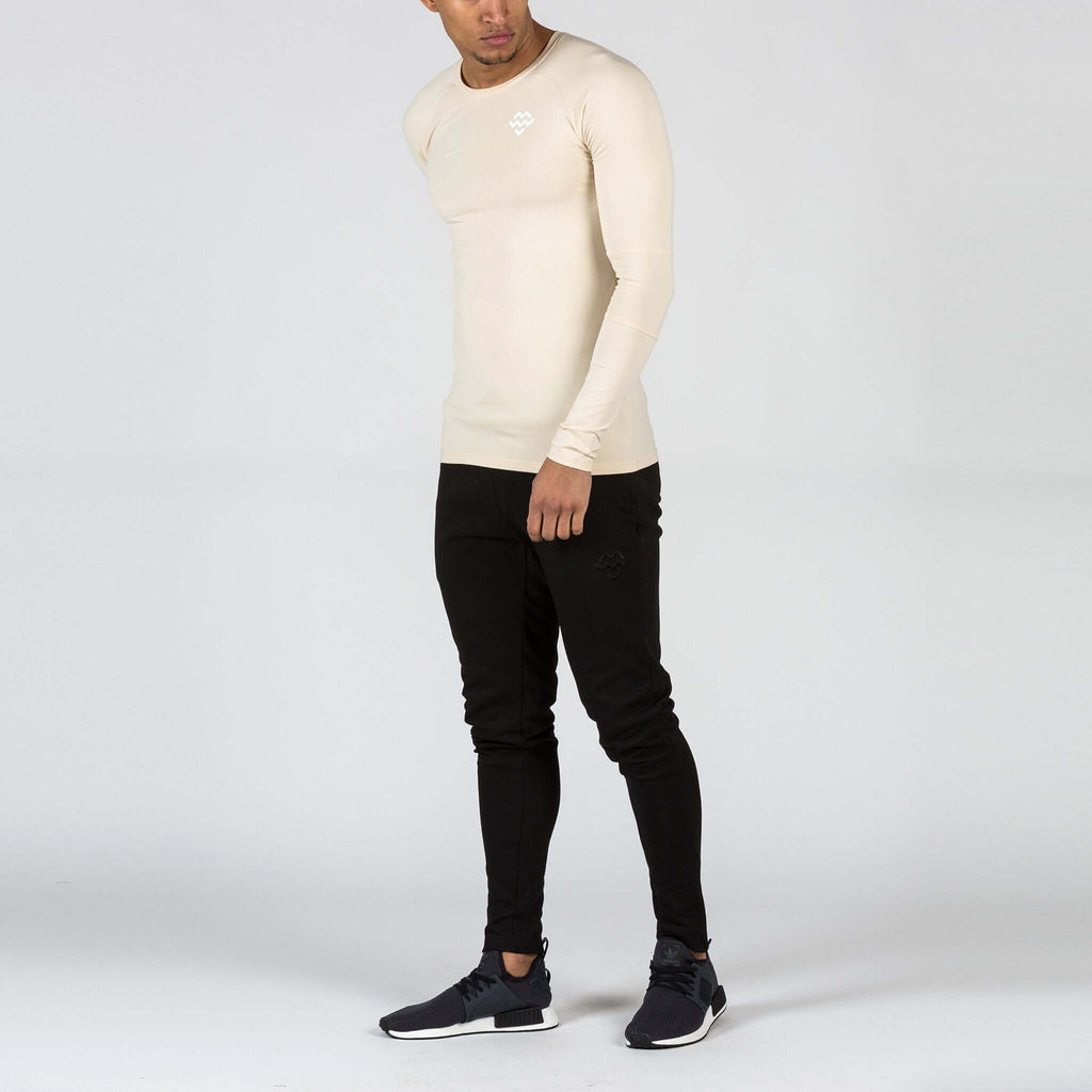 Panelled Long Sleeved Tee (Sand) - Machine Fitness