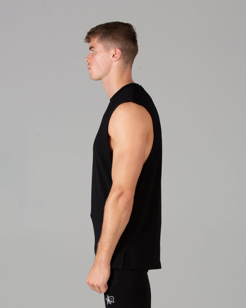 Rated Split Hem Cut-Off (Black) - Machine Fitness