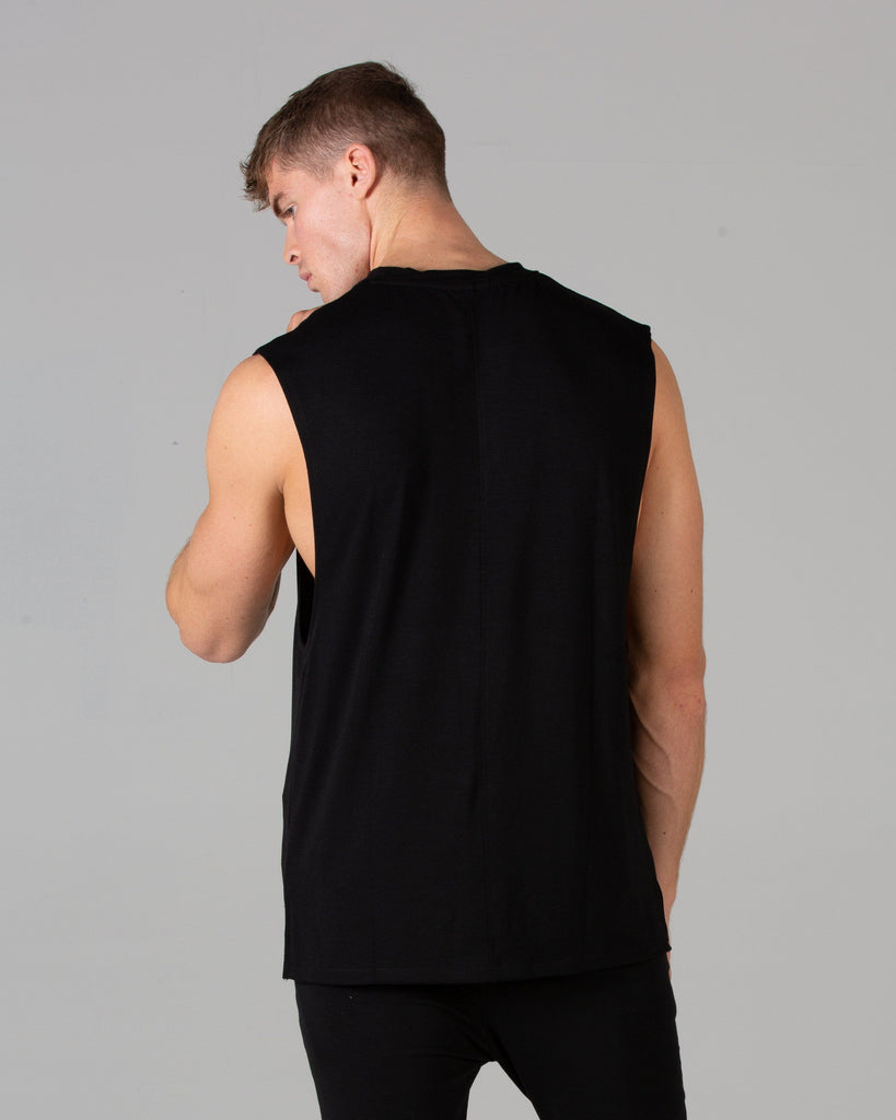 Rated Split Hem Cut-Off (Black) - Machine Fitness