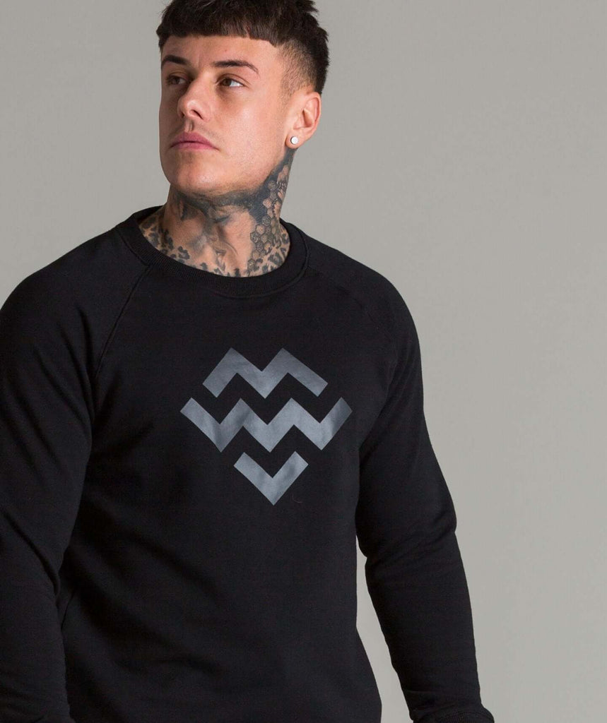 Statement Crew Neck (Black/Black) - Machine Fitness