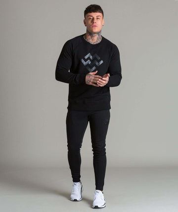 Statement Crew Neck (Black/Black) - Machine Fitness