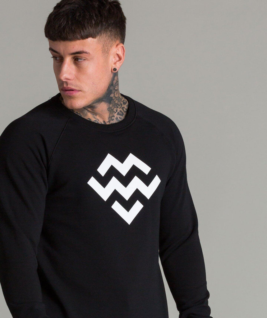 Statement Crew Neck (Black/White) - Machine Fitness