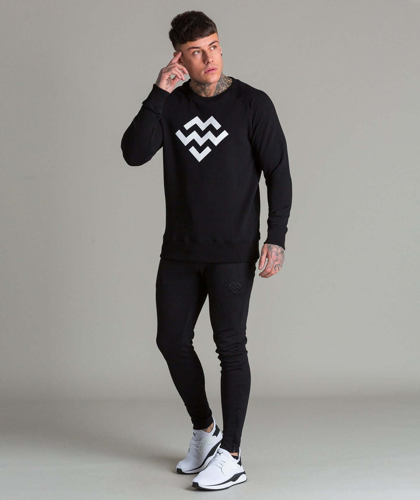 Statement Crew Neck (Black/White) - Machine Fitness