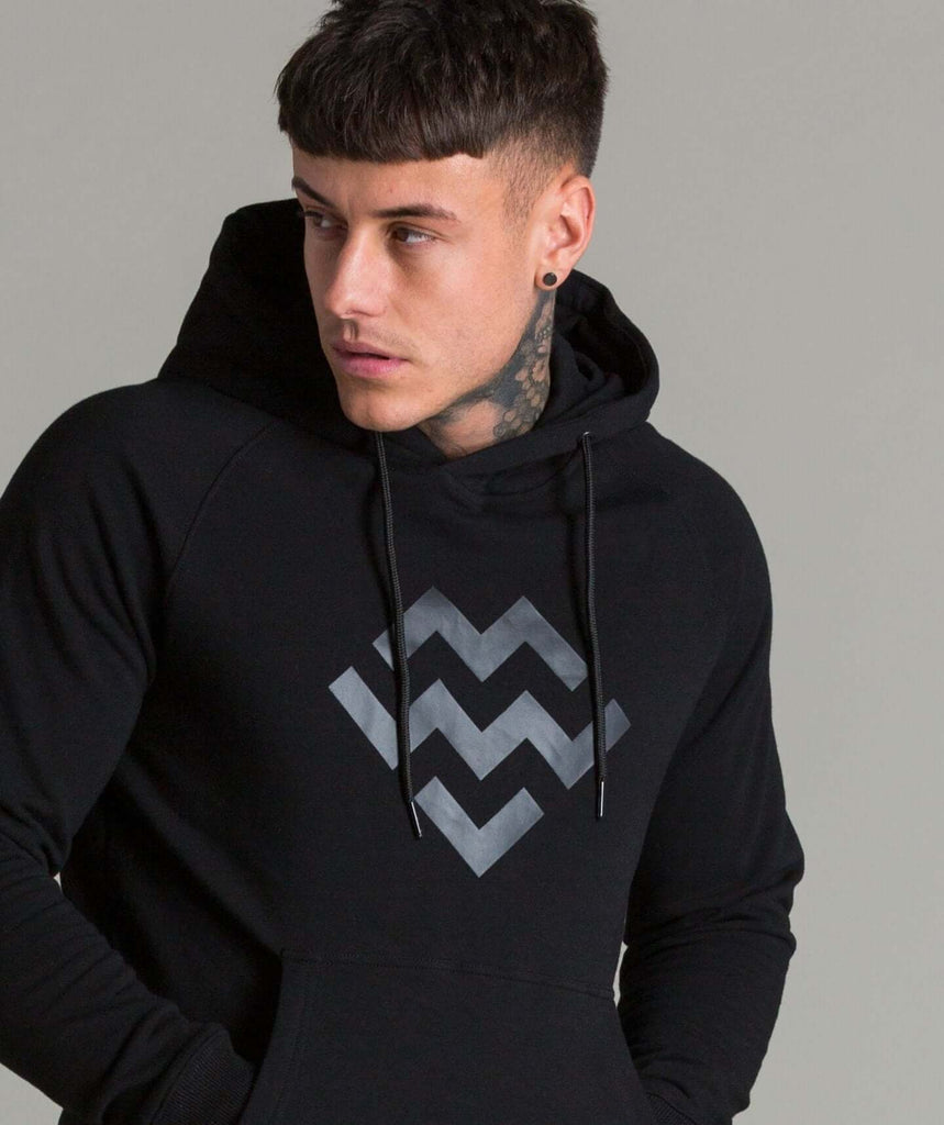 Statement Pullover Hoodie (Black/Black) - Machine Fitness