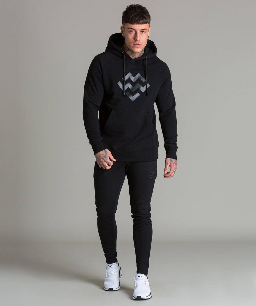 Statement Pullover Hoodie (Black/Black) - Machine Fitness