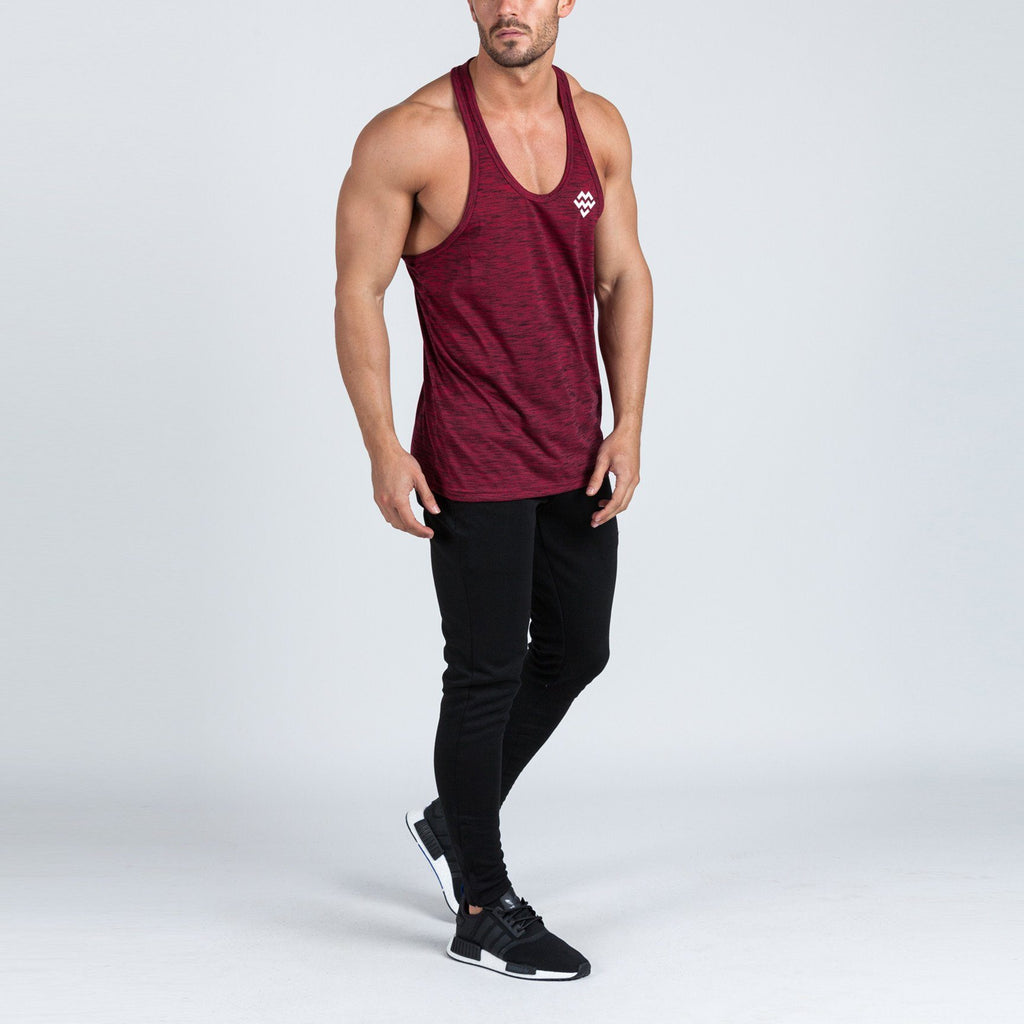 V2 Futura Small Logo Branded Stringer Vest (Burgundy/Black Slub) - Machine Fitness