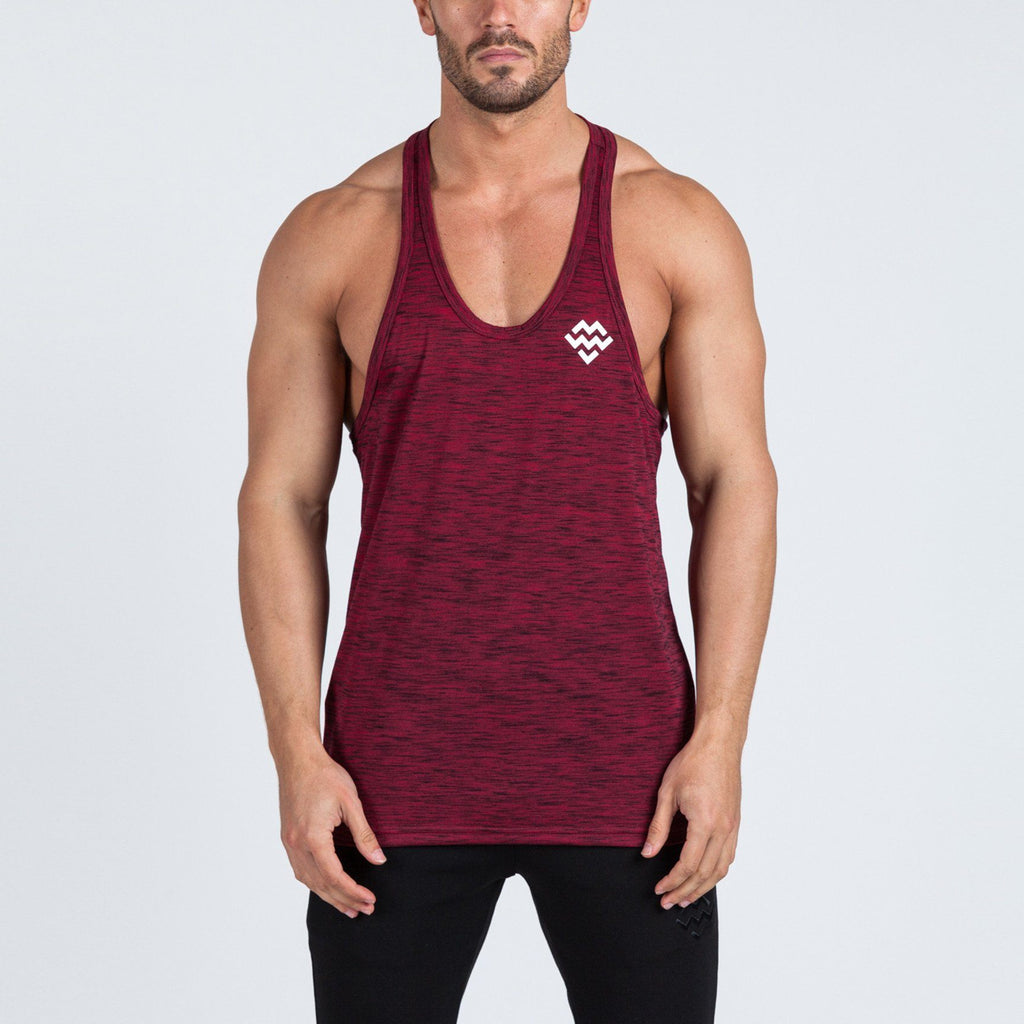 V2 Futura Small Logo Branded Stringer Vest (Burgundy/Black Slub) - Machine Fitness