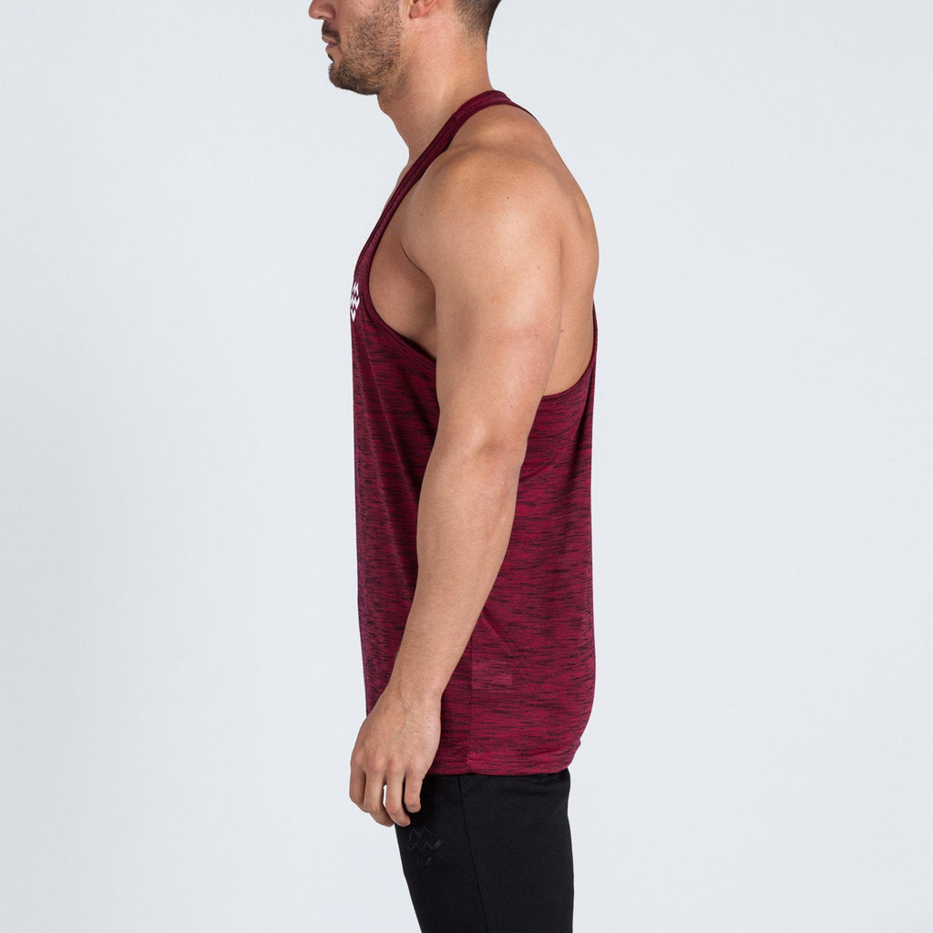 V2 Futura Small Logo Branded Stringer Vest (Burgundy/Black Slub) - Machine Fitness