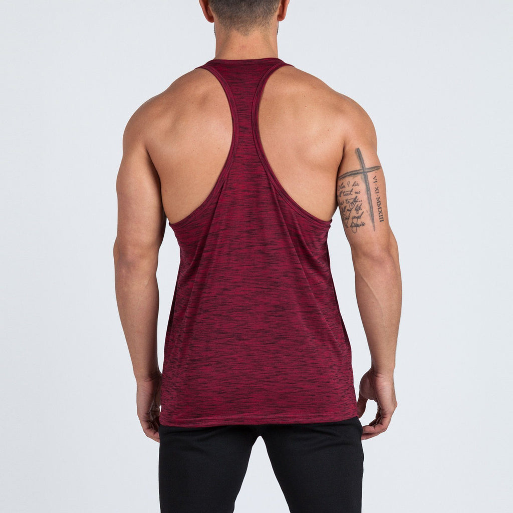 V2 Futura Small Logo Branded Stringer Vest (Burgundy/Black Slub) - Machine Fitness