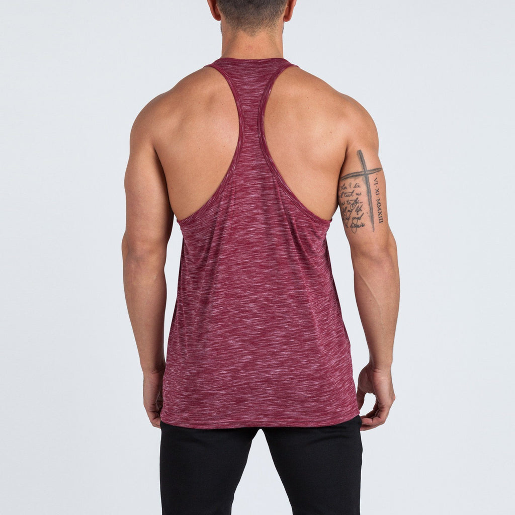 V2 Futura Small Logo Branded Stringer Vest (Burgundy/White Slub) - Machine Fitness