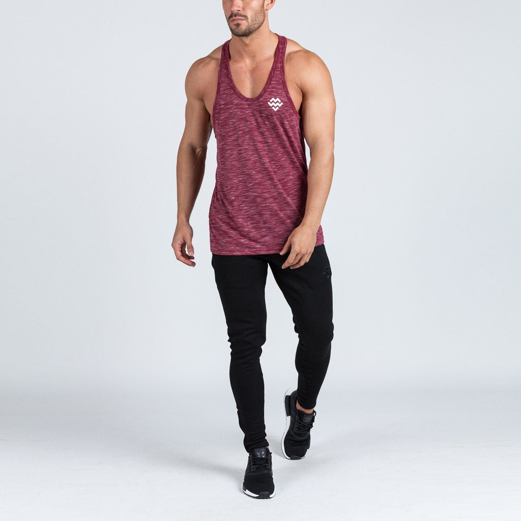 V2 Futura Small Logo Branded Stringer Vest (Burgundy/White Slub) - Machine Fitness