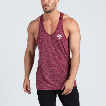 V2 Futura Small Logo Branded Stringer Vest (Burgundy/White Slub) - Machine Fitness