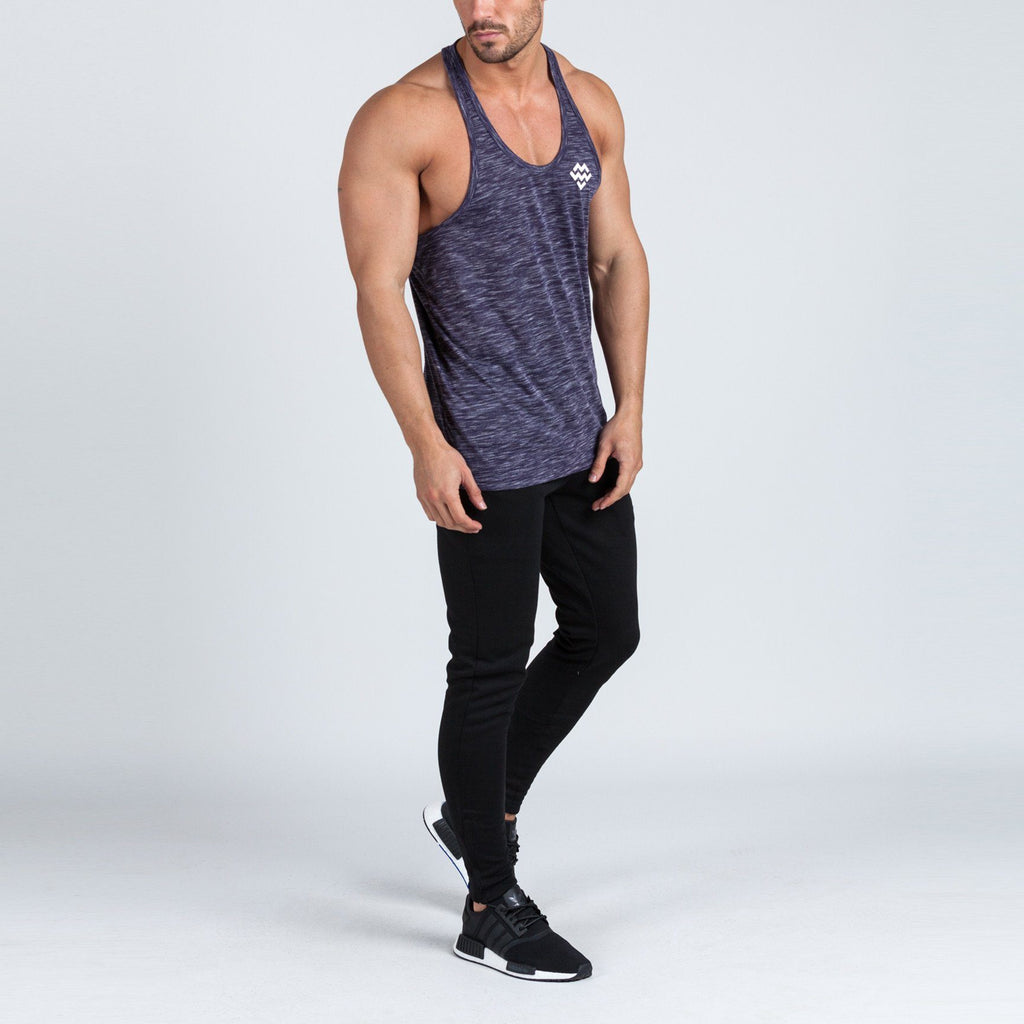 V2 Futura Small Logo Branded Stringer Vest (Dark Purple Slub) - Machine Fitness