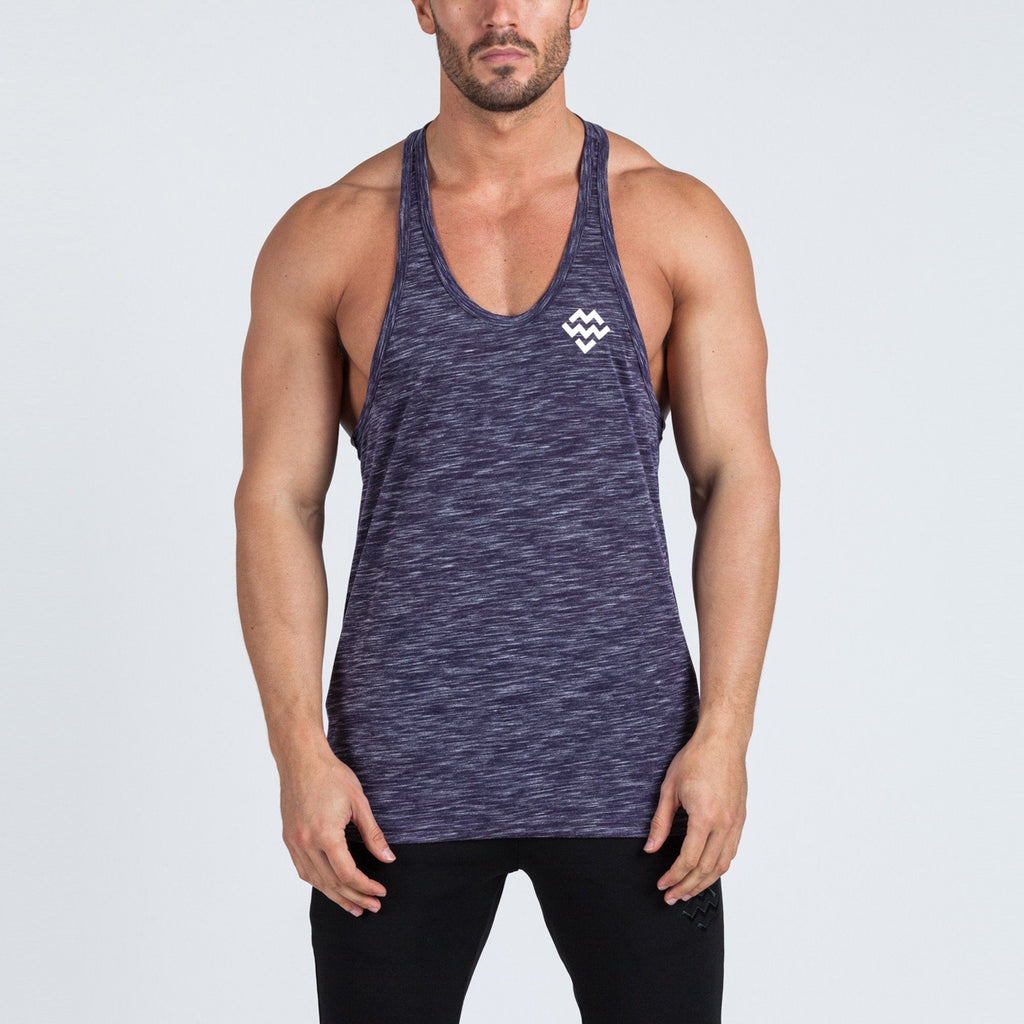 V2 Futura Small Logo Branded Stringer Vest (Dark Purple Slub) - Machine Fitness