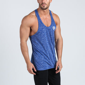 V2 Futura Small Logo Branded Stringer Vest (Sapphire Blue Slub) - Machine Fitness