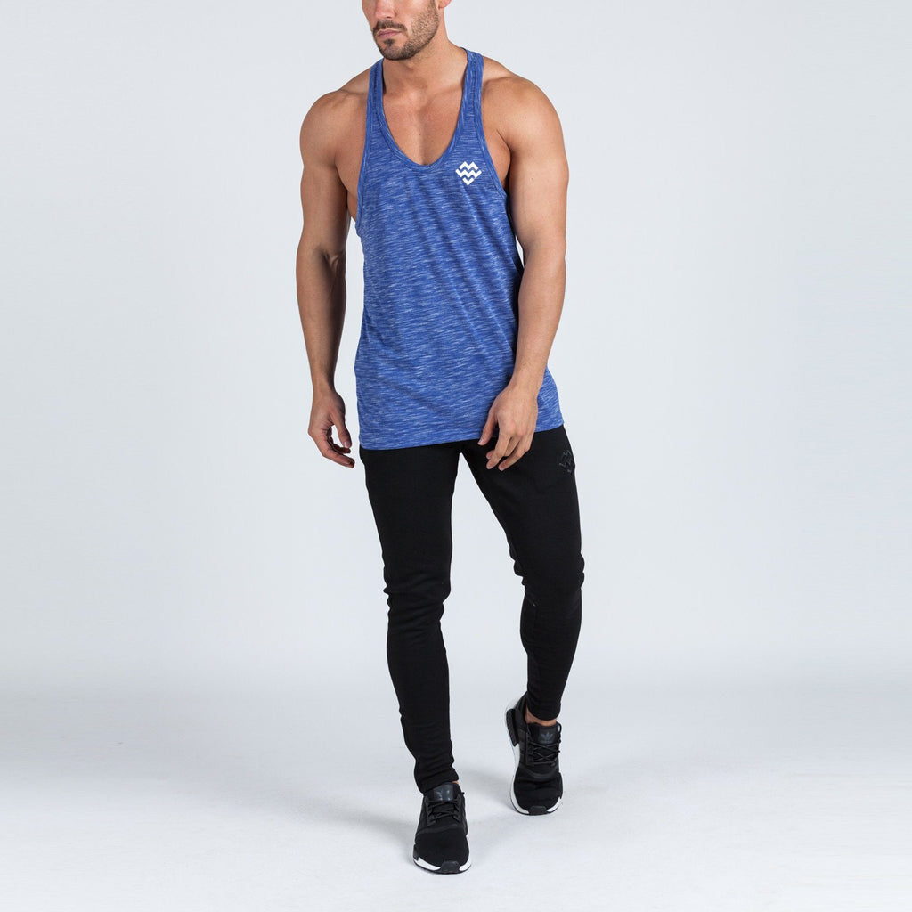 V2 Futura Small Logo Branded Stringer Vest (Sapphire Blue Slub) - Machine Fitness