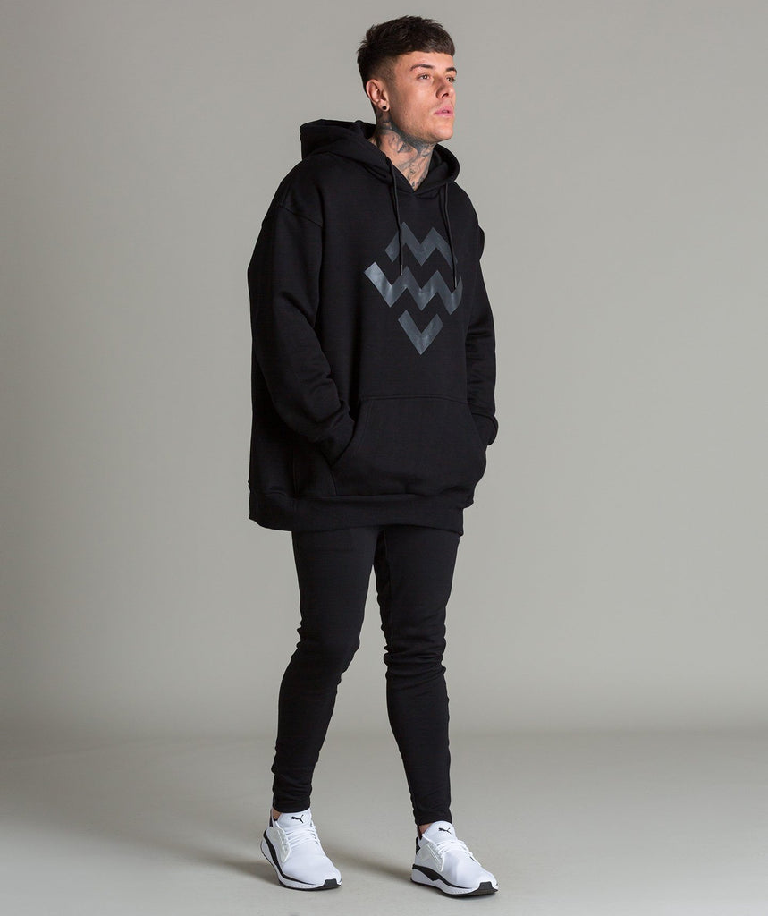 Warm Up Oversized Hoodie (Black/Black) - Machine Fitness