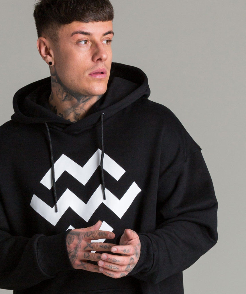 Warm Up Oversized Hoodie  (Black/White) - Machine Fitness