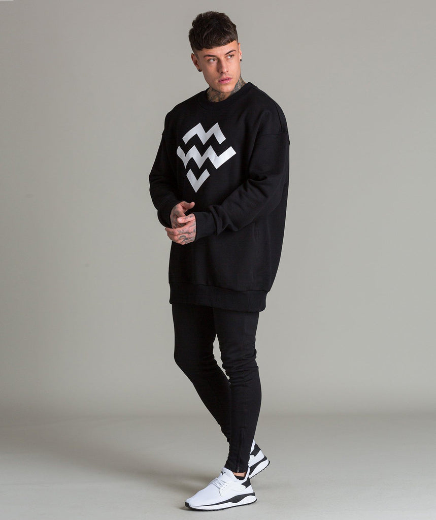 Warm Up OversizedCrew Neck (Black/White) - Machine Fitness